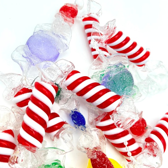 Set of 15 Resin Candy Cane Swirl & Hard Candy Garland Pieces with Loops Holiday - Picture 3 of 5